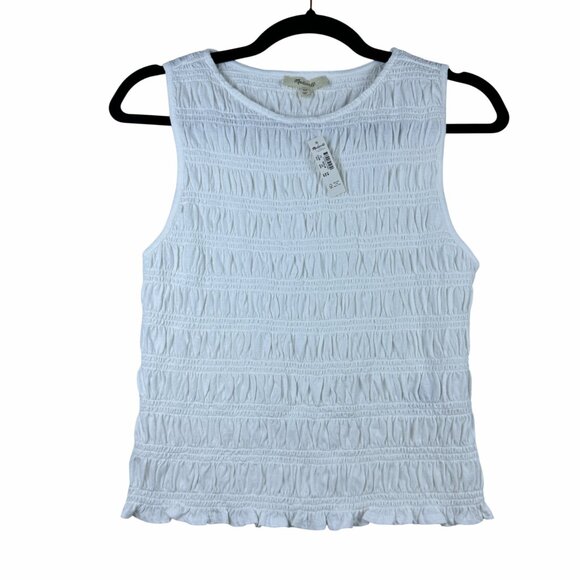 Madewell Womens Smocked Boatneck Tank Size XS Casual Chic Wear NWT - Picture 2 of 8